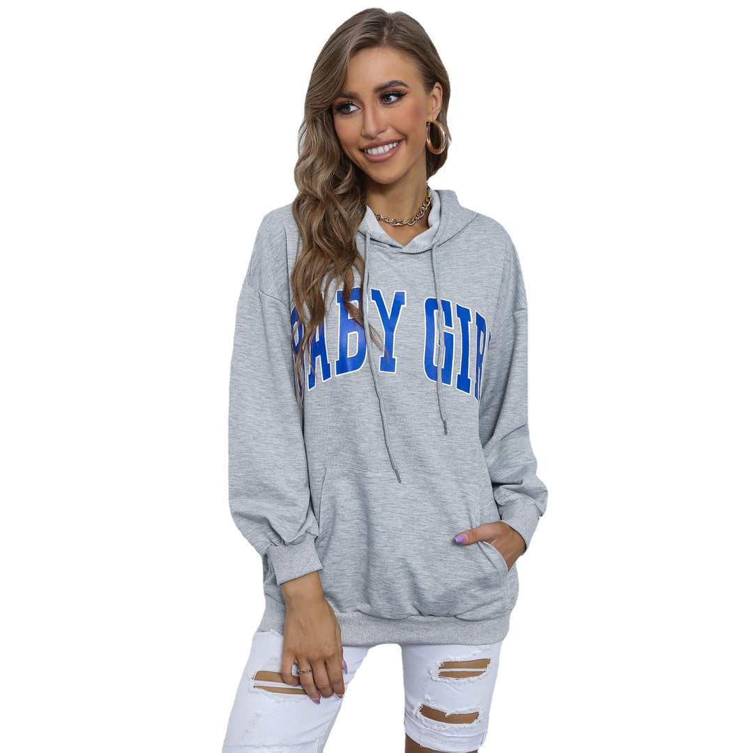 Damen Kapuzenpullover mit Statement‑Print, Kängurutasche und lässigem Schnitt Drune
