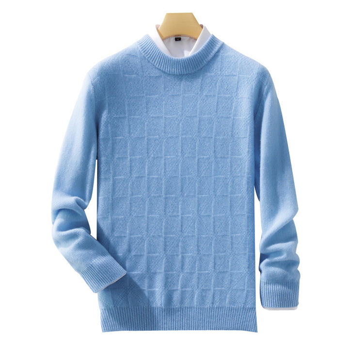 Herren Feiner Rollkragenpullover mit dezenter Quadratstruktur aus Kaschmir‑Mix Drune