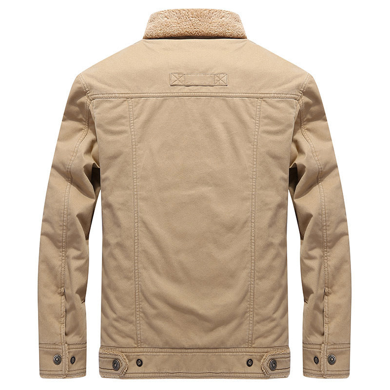 Herren nan robuste Thermo-Canvasjacke im Fieldstil mit Teddyfutter, verdeckter Druckknopfleiste und multifunktionalen Brusttaschen Drune