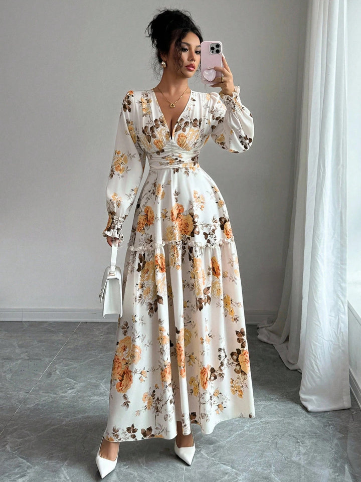 Damen Maxikleid mit floralen Details Drune