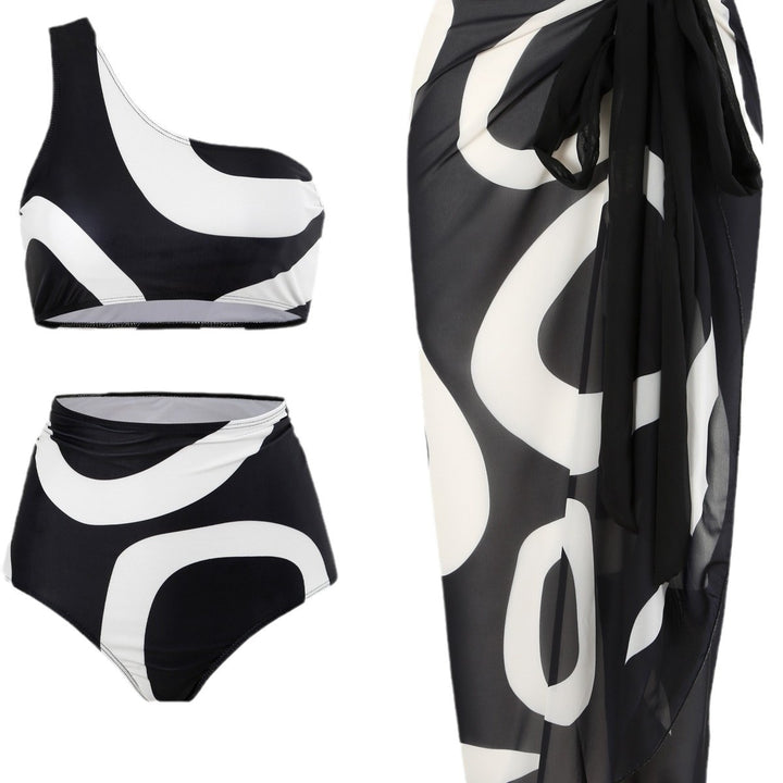 Damen Bikiniset mit asymmetrischem Oberteil und eleganter Wickel-Rock Drune