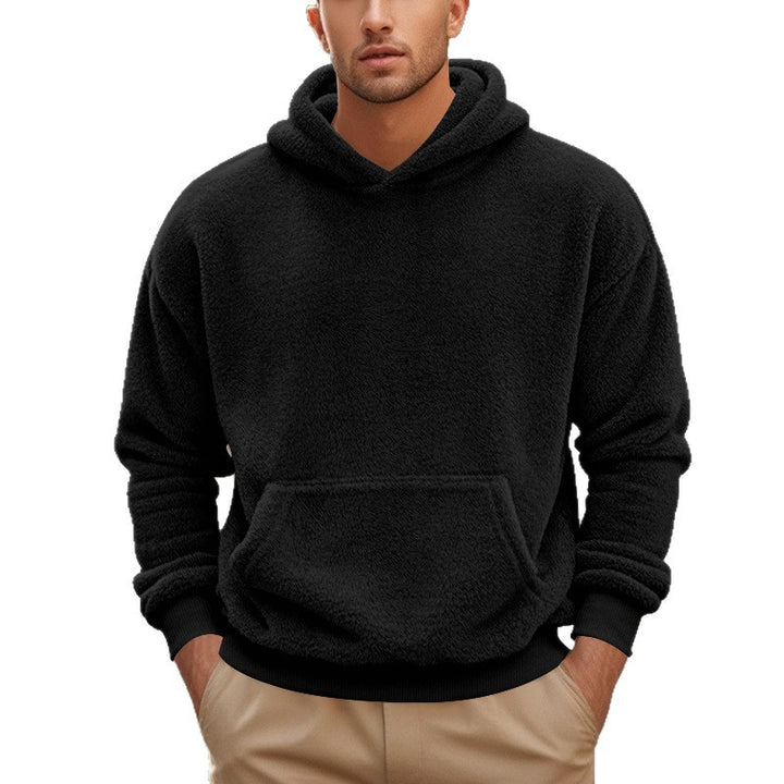Herren nan kuscheliger Oversize-Fleece-Hoodie mit Kängurutasche und geripptem Saum Drune