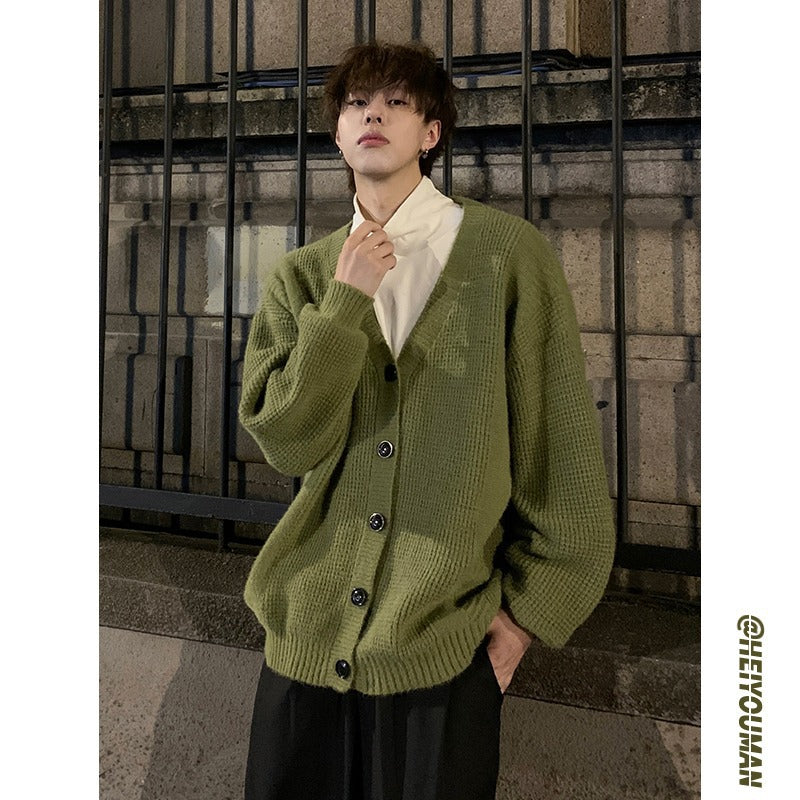 Herren Klassische Strickjacke mit Knopfleiste Drune