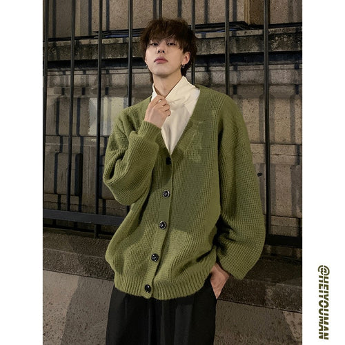 Herren Klassische Strickjacke mit Knopfleiste Drune