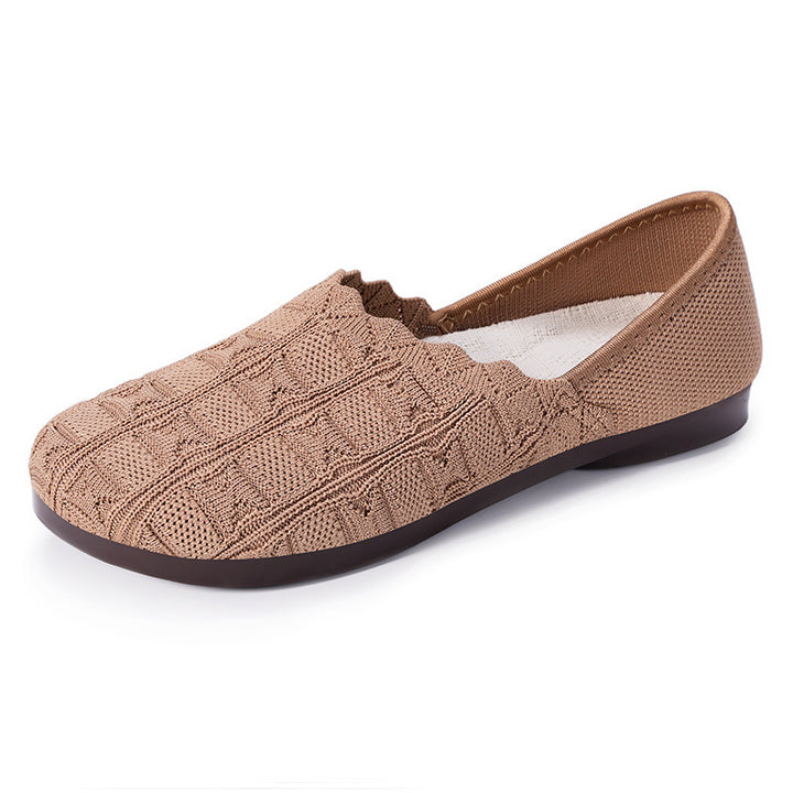 Damen nan gestrickter Komfort-Ballerina-Slipper mit elastischem Einstieg, geformter Polstersohle und rutschfester Flexlaufsohle Drune