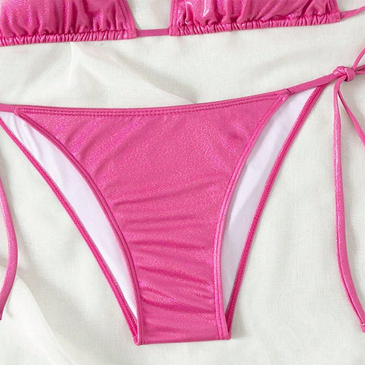 Damen Triangel-Bikini mit verstellbaren Bändern und glänzendem Finish Drune