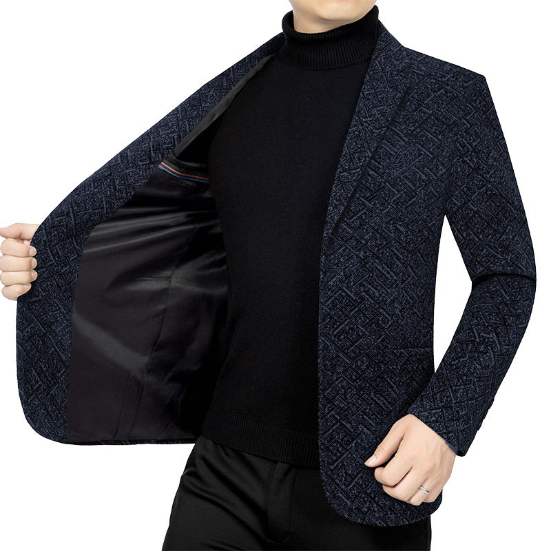 Herren Jacquard-Sakko im City-Stil aus Wollmix, unstrukturiert und halbgefüttert Drune