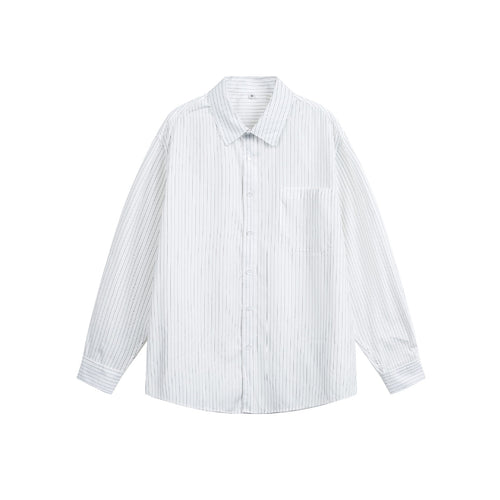 Damen Oversize-Hemdbluse mit feinen Streifen, Kentkragen und Brusttasche Drune