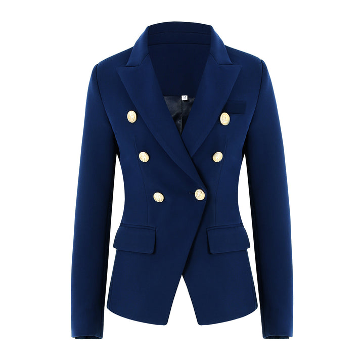 Damen Elegante Doppelreihige Blazerjacke mit goldenen Knöpfen Drune