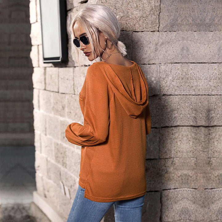 Damen Lässiges Langarmshirt mit Knopfleiste Drune