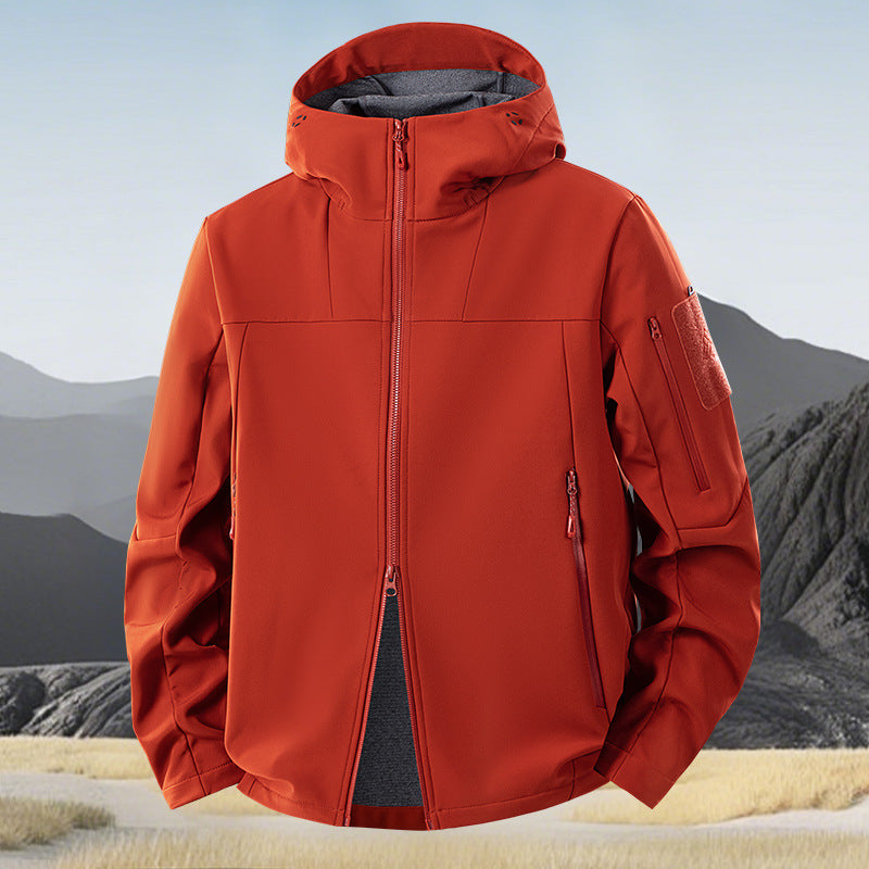 Herren wind- und wasserabweisende Softshelljacke mit Kapuze und taktischen Taschen Drune