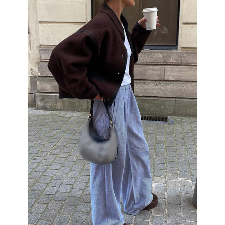 Damen lässige Wolljacke mit Taschen und oversized Schnitt Drune