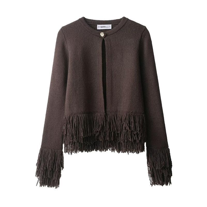 Damen Fransen Strickjacke mit exklusive Verarbeitung Drune