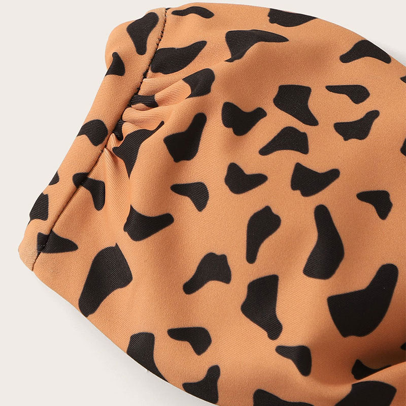 Damen Bandeau-Bikini-Set mit modischem Animal-Print und verstellbaren Bändern Drune