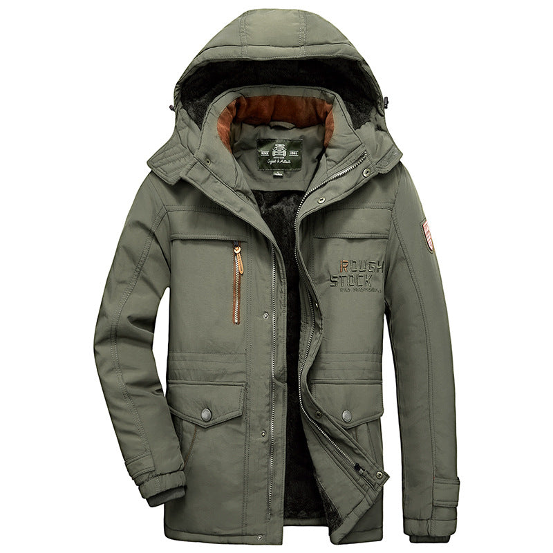 Herren  isolierte Kapuzen-Technik-Feldparka mit fleecegefüttertem Innenraum und Mehrfach-Taschen-Nutzungsdrune