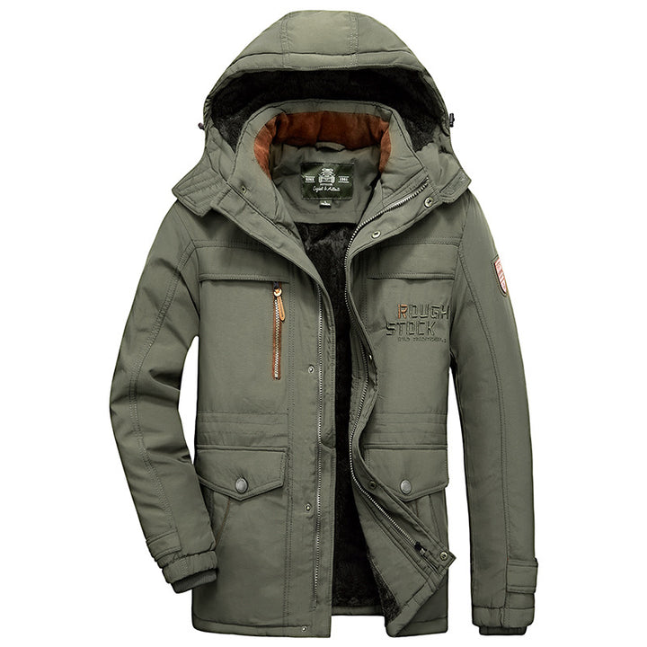 Herren  isolierte Kapuzen-Technik-Feldparka mit fleecegefüttertem Innenraum und Mehrfach-Taschen-Nutzungsdrune