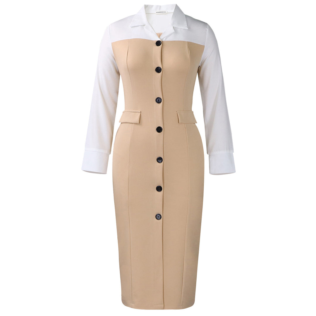 Damen Hemdkleid mit Knopfleiste und langen Ärmeln Drune