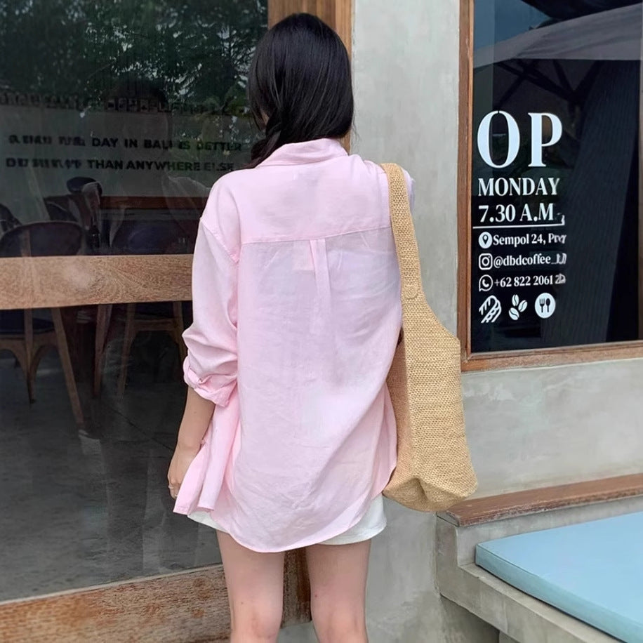 Damen Lässige Oversize-Hemdbluse mit kastiger Silhouette und krempelbaren Ärmeln Drune