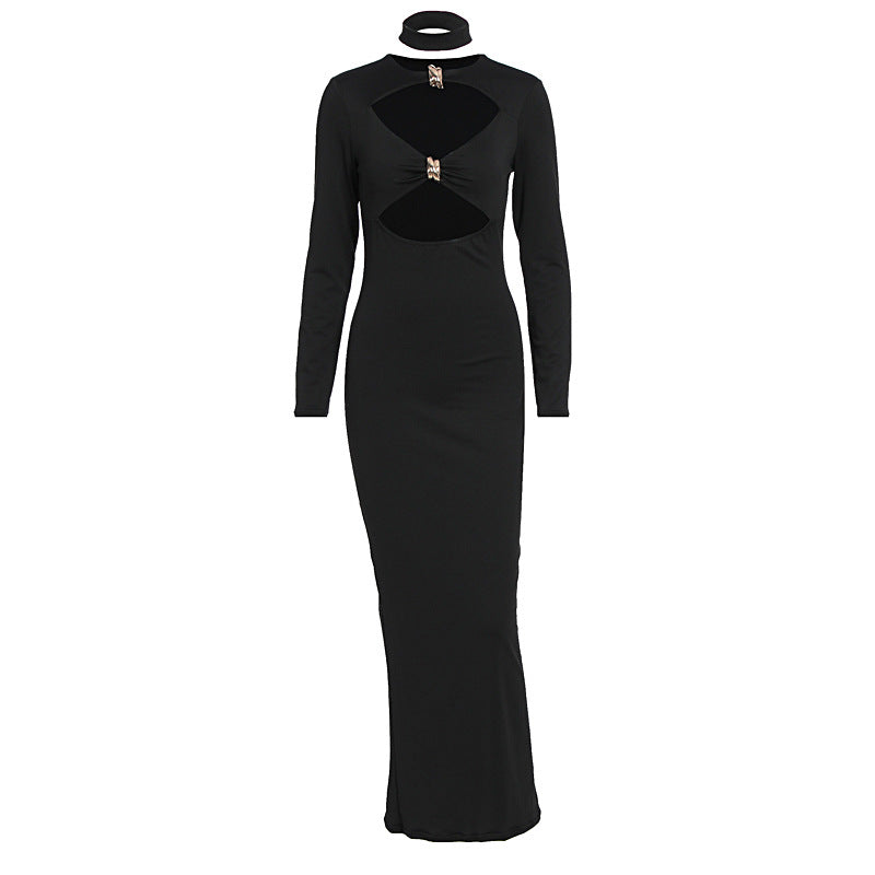 Damen Elegantes Maxikleid mit hochgeschlossenem Dekolleté und raffinierten Cut-Outs Drune