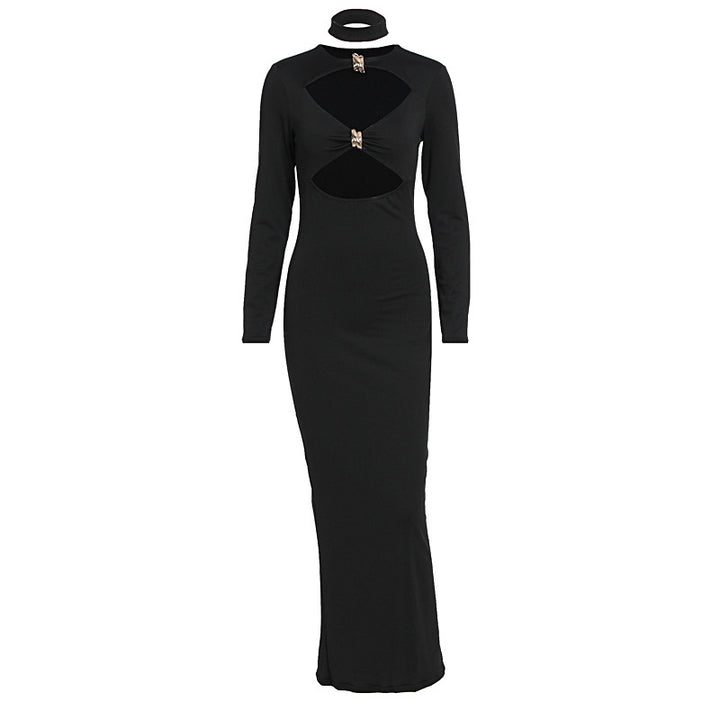 Damen Elegantes Maxikleid mit hochgeschlossenem Dekolleté und raffinierten Cut-Outs Drune