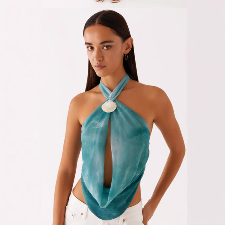 Damen Halstopp im angesagten Wickel-Design mit hochwertigem Details Drune