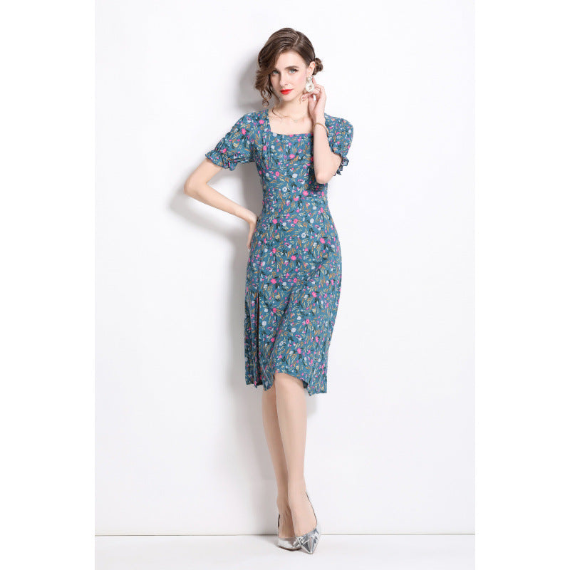 Damen Midikleid mit floralem Druck und seitlichem Schlitz Drune