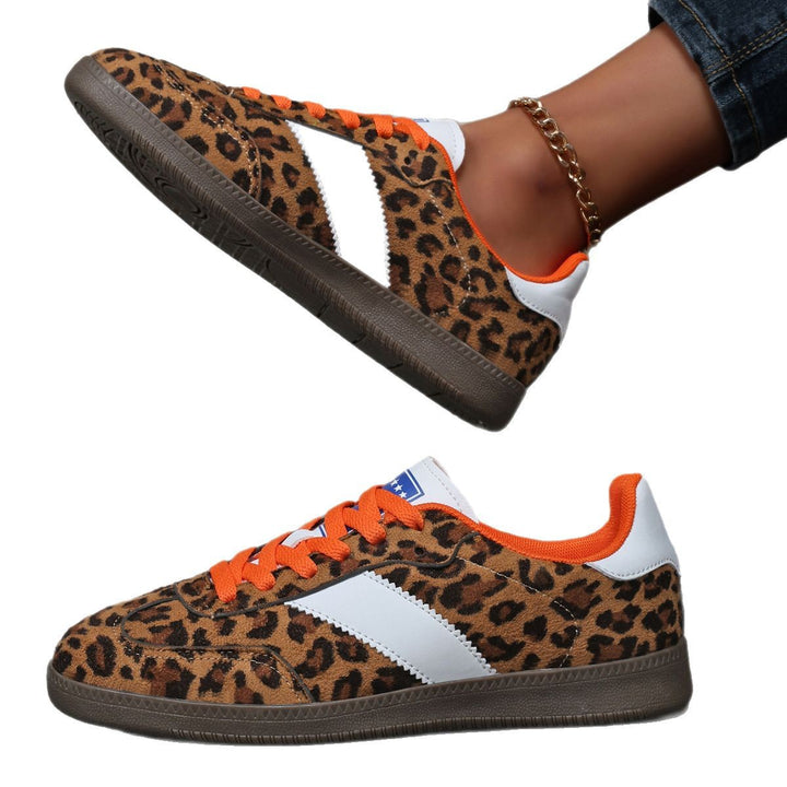 Damen nan Leopardenmuster Wildlederoptik Sneaker mit ergonomischer Polstersohle und rutschfester Gummisohle Drune
