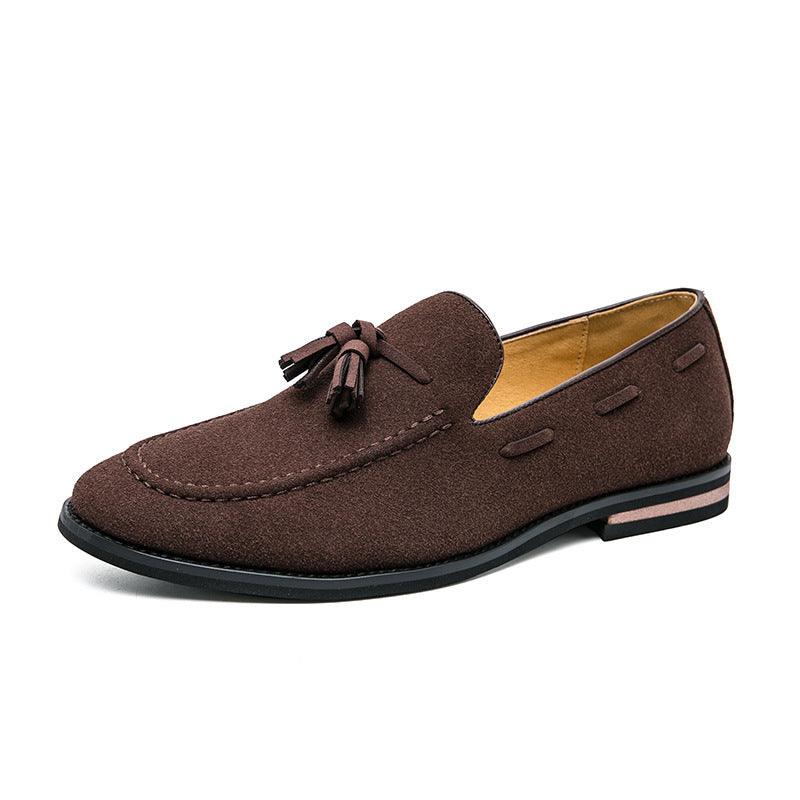 Herren Quasten-Slipper aus Veloursleder mit handgenähter Moccasinnaht und gepolstertem Lederfußbett Drune