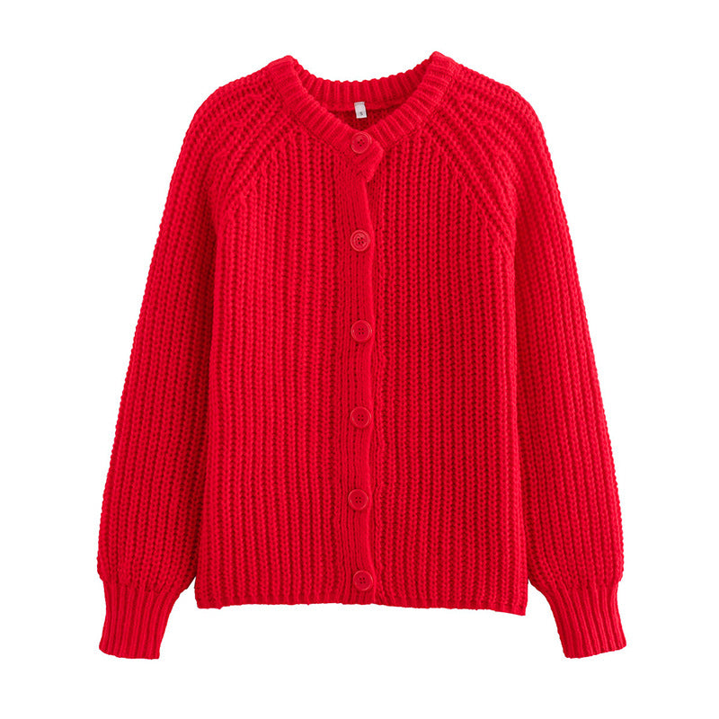 Damen Strickjacke mit klassischer Knopfleiste und Raglanärmeln Drune