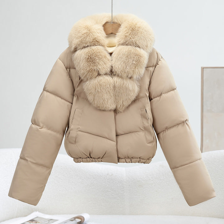 Damen Kurz‑Pufferjacke im Boxy‑Cut mit voluminösem Fellkragen und elastischem Saum Drune