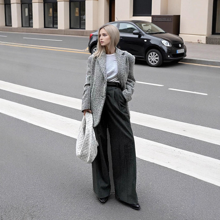 Damen Oversize Wollmix-Blazer im Bouclé-Look mit kastiger Silhouette Drune