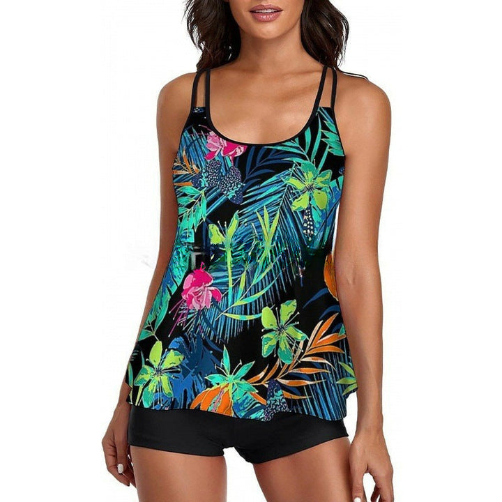 Damen Sportliches Tankini-Set mit bequemem Shorts und verstellbaren Trägern Drune
