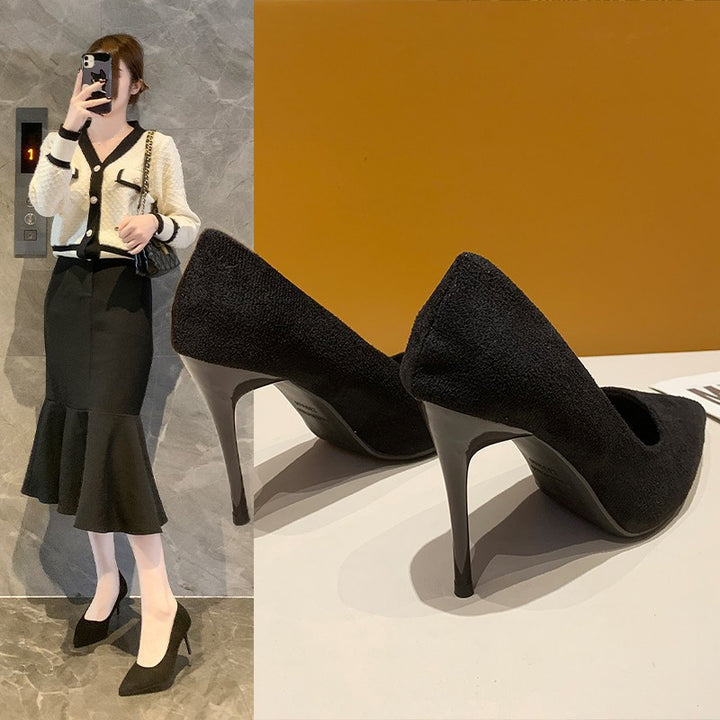 Damen nan spitze Veloursleder-Optik Pumps mit gepolstertem Fußbett und schlankem Stilettoabsatz Drune