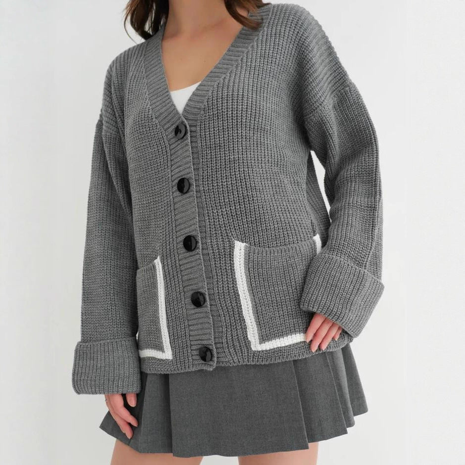 Damen Grobstrick-Cardigan mit praktischen Taschen und modernen Knöpfen Drune