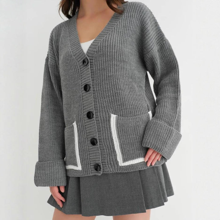 Damen Grobstrick-Cardigan mit praktischen Taschen und modernen Knöpfen Drune