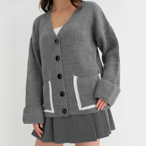 Damen Grobstrick-Cardigan mit praktischen Taschen und modernen Knöpfen Drune