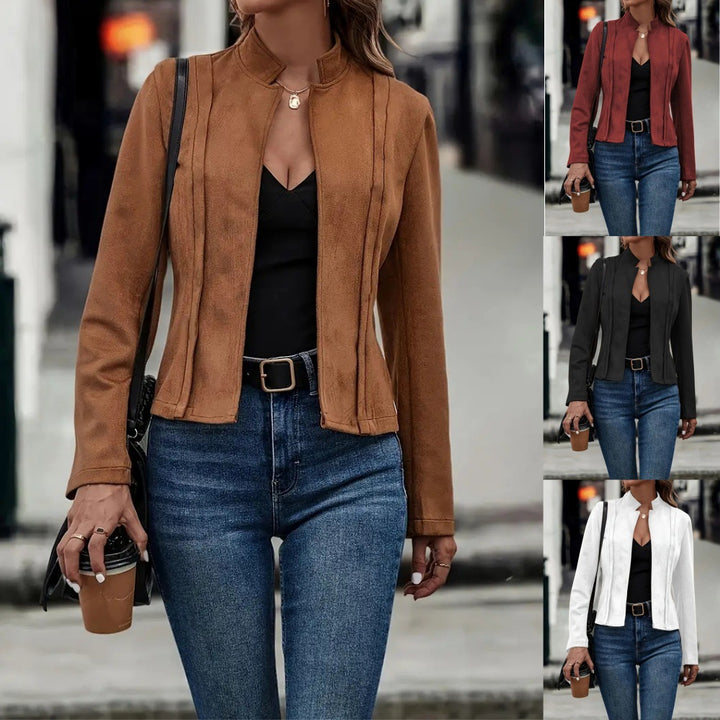 Damen modische und feine Kurzjacke mit strukturiertem Design Drune