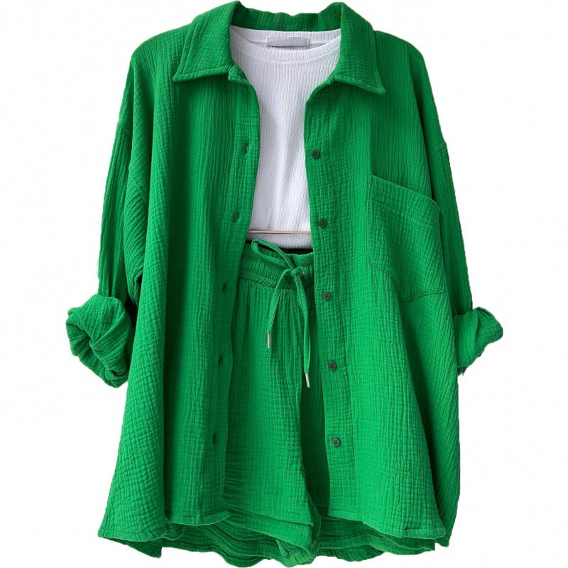 Damen lässige Oversized-Hemdjacke mit Gürtel Drune