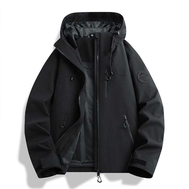 Damen Leichte wasserdichte Kapuzenjacke mit Teddy‑Charm und verdeckten Reißverschlusstaschen Drune