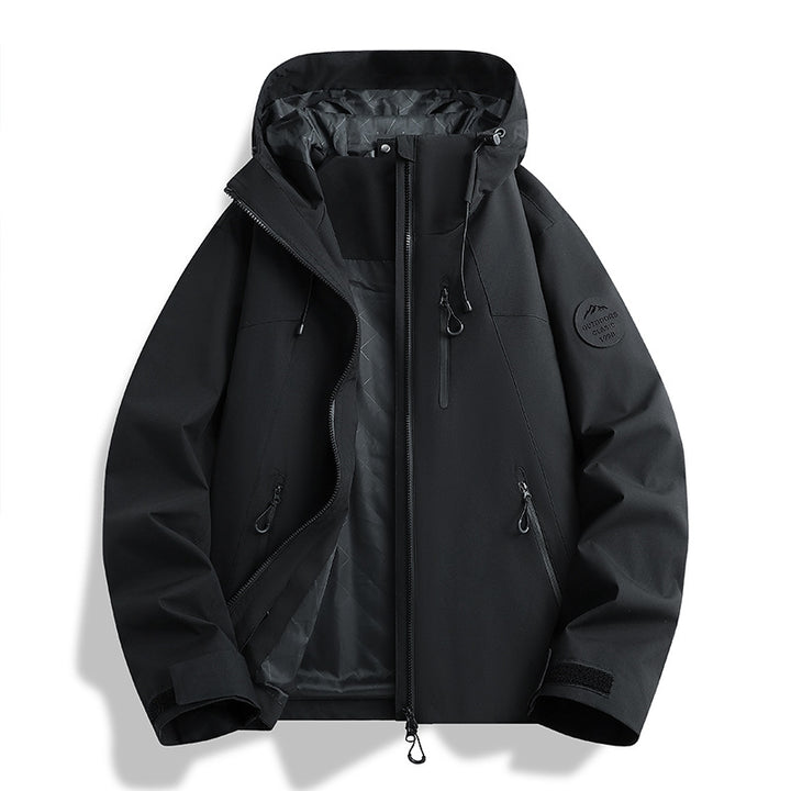 Damen Leichte wasserdichte Kapuzenjacke mit Teddy‑Charm und verdeckten Reißverschlusstaschen Drune