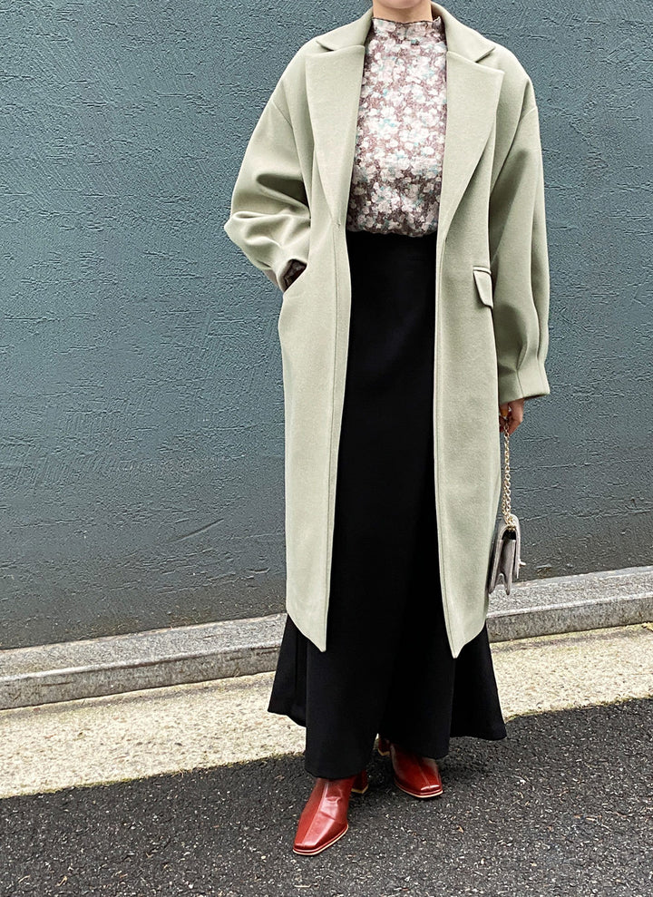 Damen Longline Wollmix-Mantel mit kastiger Oversize-Passform und cleanem Revers Drune