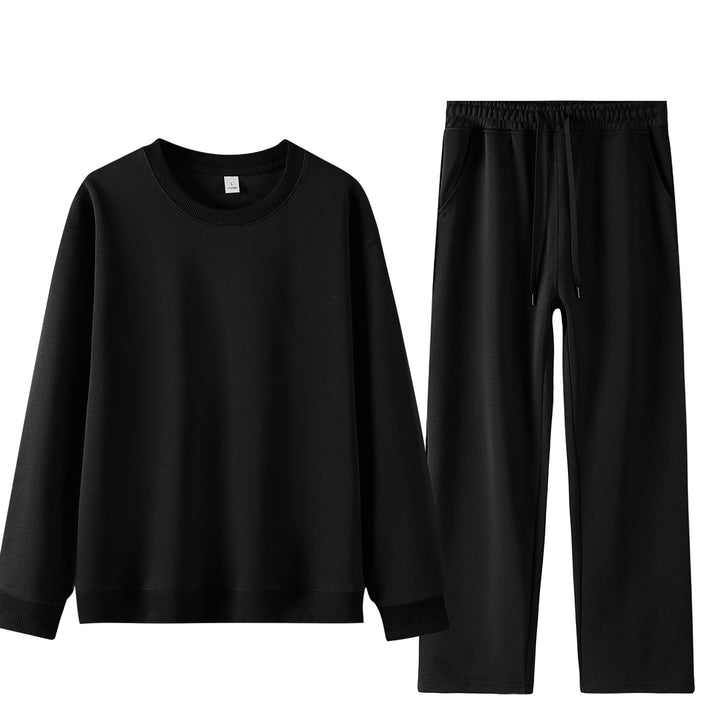 Unisex Weites Lounge-Set aus weichem Baumwollmix mit Rundhals-Sweatshirt und Kordel-Jogginghose Drune