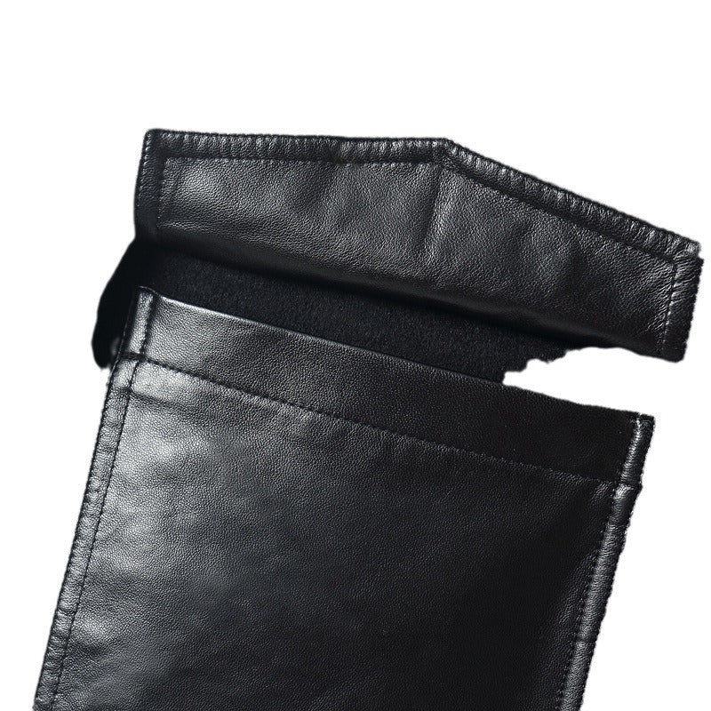 Herren Reißverschluss-Wollmix-Jacke mit Lederkragen und schlanker Silhouette Drune