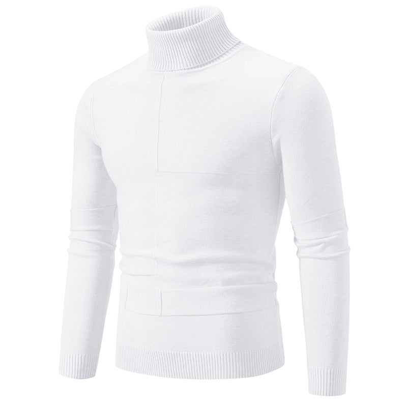 Herren nan feiner Rollkragenpullover mit Strukturnähten, slim-fit und geripptem Bündchen Drune