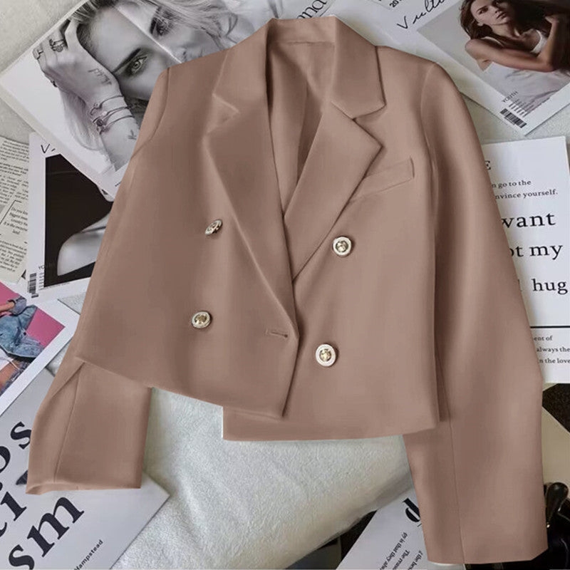 Damen Modischer Kurzblazer mit doppelt geknöpften Details Drune