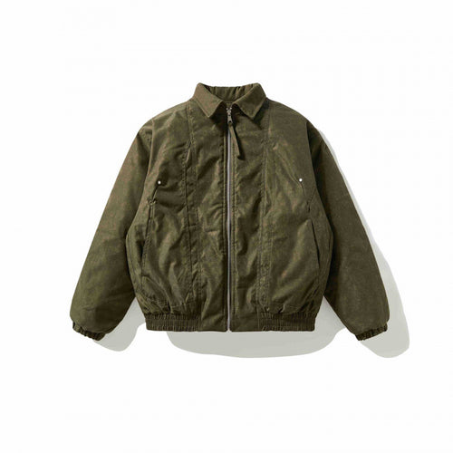 Herren Leicht wattierte Canvas-Fieldjacke mit Hemdkragen, verdeckter Nahtdetail-Optik und elastischem Bund Drune