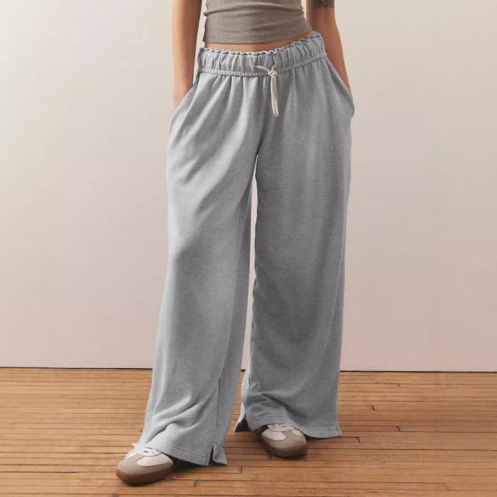 Damen weite Freizeit-Hose mit elastischem Bund und Kordelzug Drune