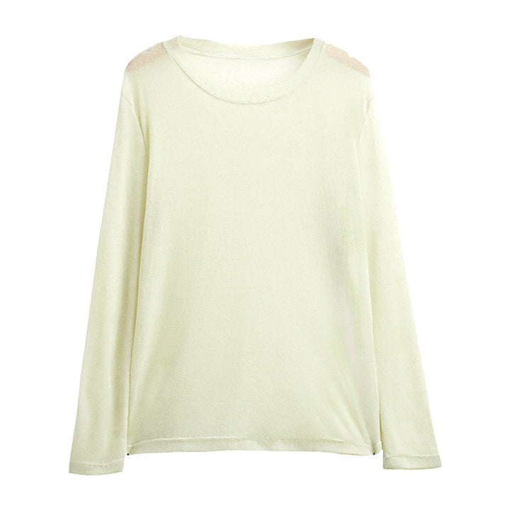 Damen Longsleeve Shirt aus leicht transparentem Material mit elegantem Fall Drune