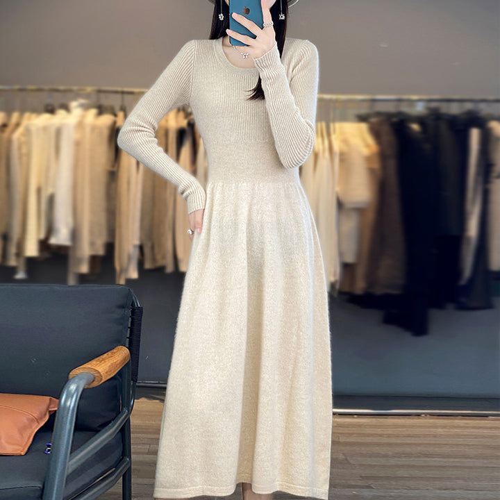 Damen Langärmeliges Midikleid aus Feinstrick mit taillierter A‑Linien‑Silhouette Drune