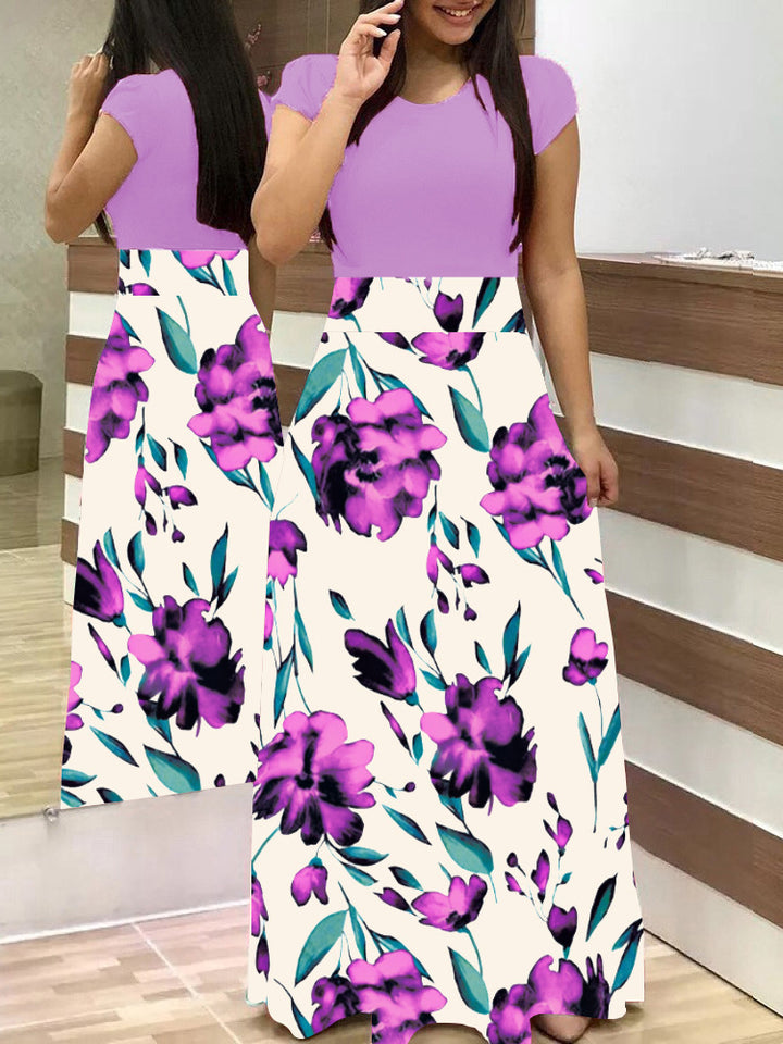 Damen Fließender Maxirock mit hoher Taille und großem Blumenprint Drune